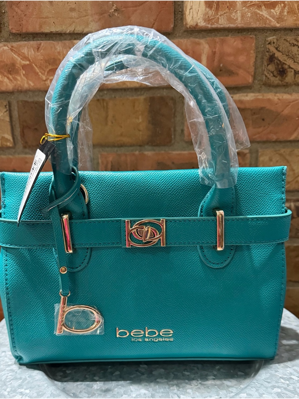bebe Teal Evie Small Satchel with Gold Accents MSRP $99